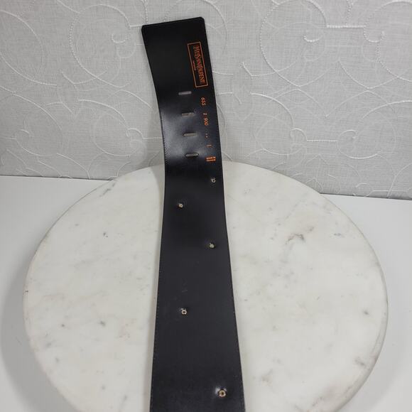 Vintage Yves Saint Laurent Wide Belt S Brown Leather‎ Buckle Rhinestone Rivets main image 11